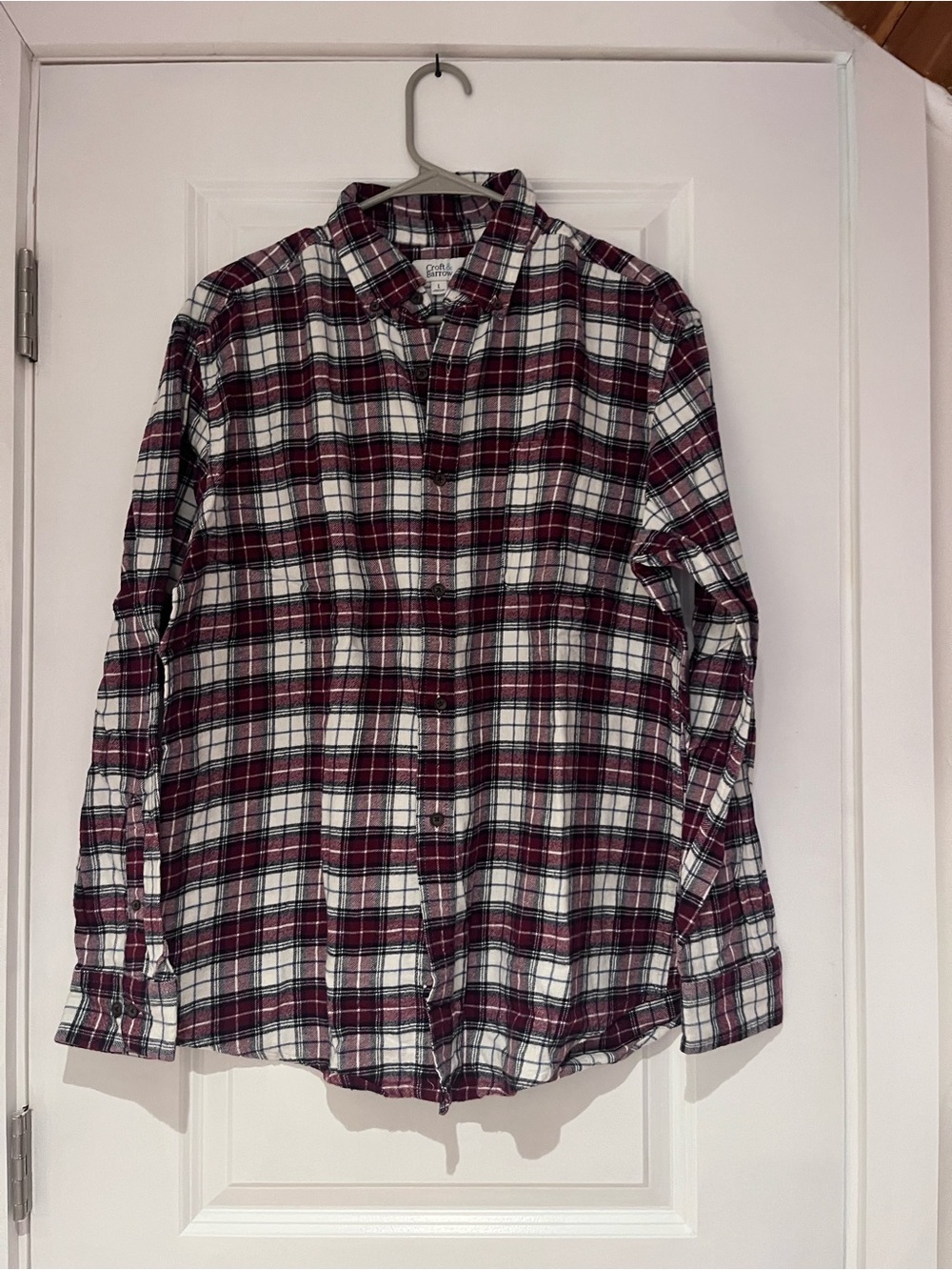 croft & barrow Burgundy and White Plaid Button-Down Shirt